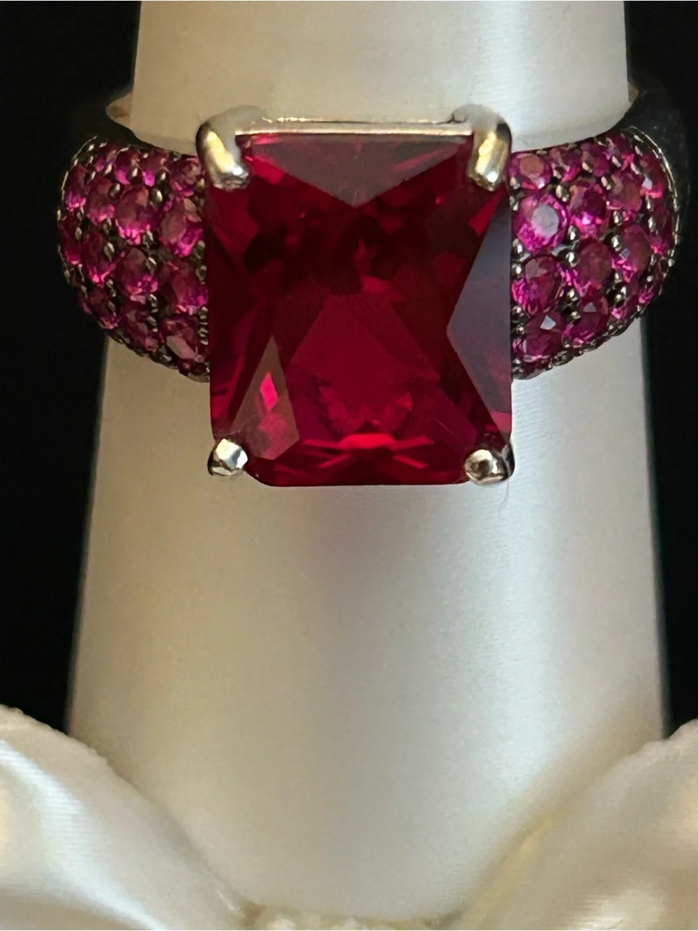 7.47CTW Unique Cut Lab Created Ruby Cocktail Ring Set in 925 Sterling Silver